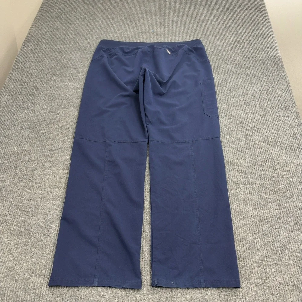 Figs Scrub Pants Mens 39 Navy Blue Polyester Rayon Spandex Cargo Drawstring